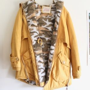 Yellow Sherpa-lined Winter Coat